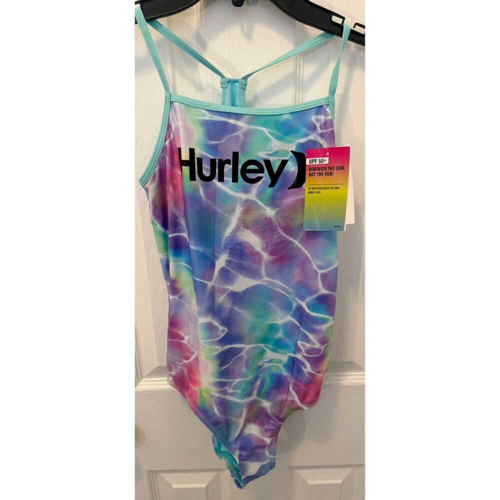 Hurley Girls 1 Piece Swim Suit Tie Dye Large 12/14 NWT
